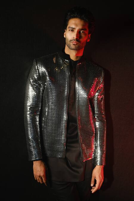 Buy Sanjana Reddy Designs Black Polyester Sequins Metallic Prism Embellished Jacket And Trouser Set Online at Aza Fashions Buy_Sanjana Reddy Designs_Black Polyester Sequins Metallic Prism Embellished Jacket And Trouser Set _Online_at_Aza_Fashions