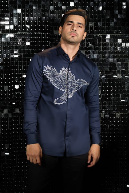 Sanjana reddy Designs Kingfisher Rise Cutdana Embroidered Shirt 