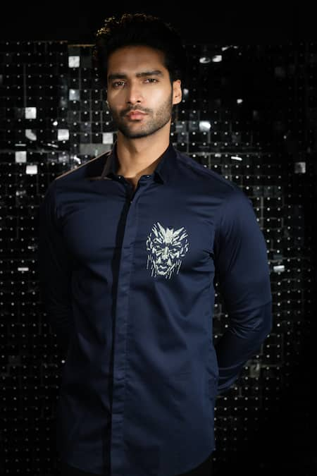 Sanjana reddy Designs 3D Human Face Embroidered Shirt 