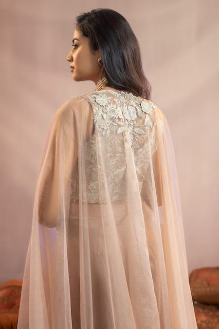 Aanchal Vijaywargi Aaina Embroidered Cape & Skirt Set 