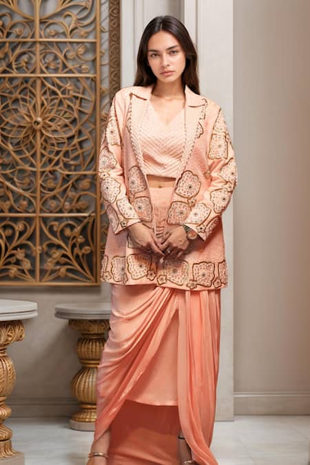 Samyukta Singhania Florin Embroidered Jacket & Draped Skirt Set 