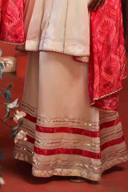 Samyukta Singhania_White Organza, Chiffon Gota Patti, Blossom Thread Anarkali And Gharara Set _Online_at_Aza_Fashions