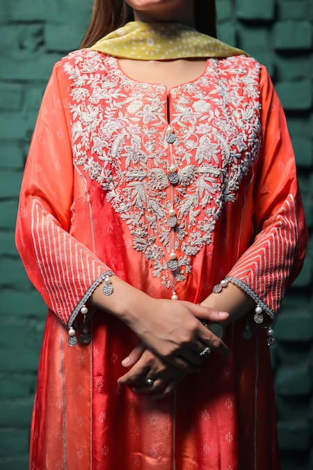 Buy Samyukta Singhania Orange Organza, Crepe Embroidery, Sequins, Beads Flower Bodice Kurta Pant Set Online at Aza Fashions Buy_Samyukta Singhania_Orange Organza, Crepe Embroidery, Sequins, Beads Flower Bodice Kurta Pant Set _Online_at_Aza_Fashions
