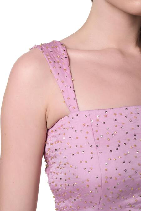 Buy Verano By Tanya Purple Organza, Crepe Sequins Square Neck Alexis Embroidered Dress Online at Aza Fashions Buy_Verano By Tanya_Purple Organza, Crepe Sequins Square Neck Alexis Embroidered Dress _Online_at_Aza_Fashions