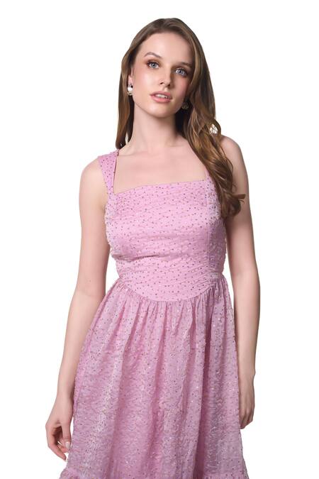 Verano By Tanya Purple Organza, Crepe Sequins Square Neck Alexis Embroidered Dress at Aza Fashions Verano By Tanya_Purple Organza, Crepe Sequins Square Neck Alexis Embroidered Dress _at_Aza_Fashions