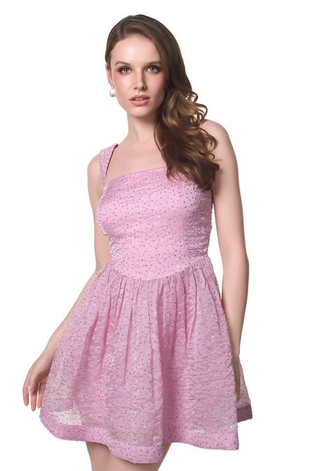 Verano By Tanya Purple Organza, Crepe Sequins Square Neck Alexis Work Dress at Aza Fashions Verano By Tanya_Purple Organza, Crepe Sequins Square Neck Alexis Work Dress _at_Aza_Fashions