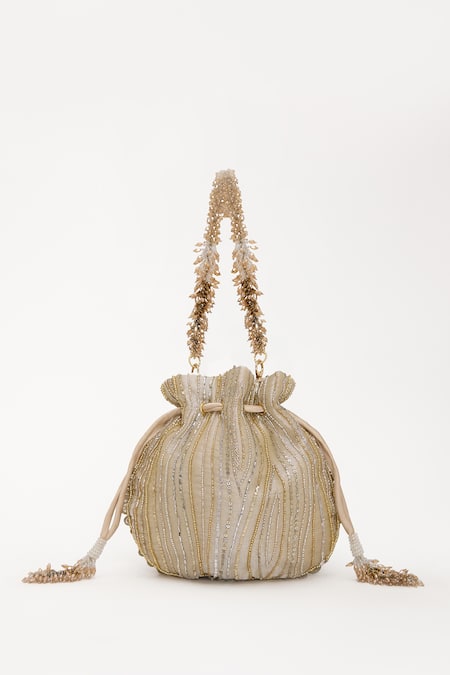 Doux Amour Emma Sequin & Cutdana Blossom Embroidered Potli Bag 