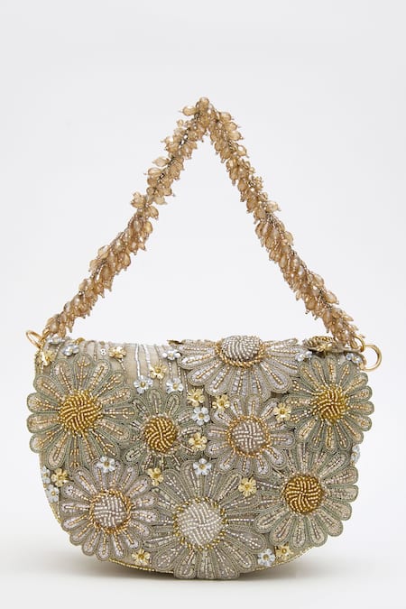 Doux Amour Fiona Sequin & Cutdana Blossom Embroidered Clutch Bag 