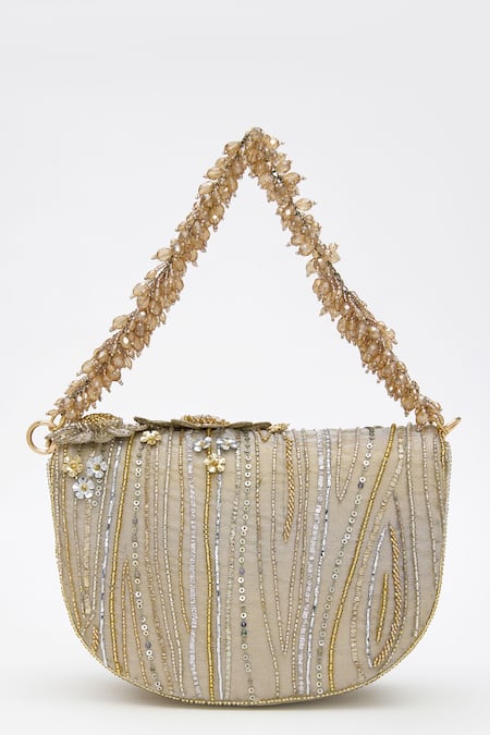 Doux Amour Fiona Sequin & Cutdana Blossom Embroidered Clutch Bag 