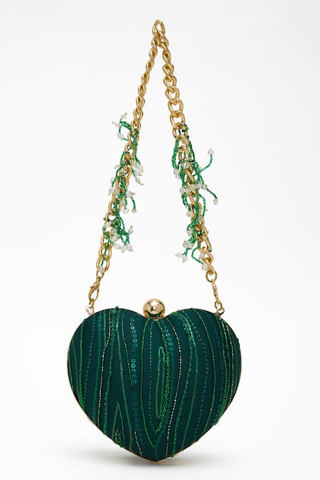 Doux Amour Zoe Bloom Embellished Heart Shaped Clutch Bag 