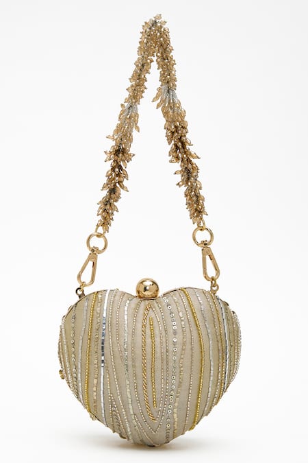 Doux Amour Zoe Blossom Embellished Heart Shaped Clutch Bag 