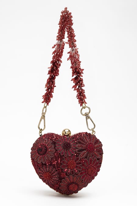 Doux Amour Zoe Fiore Embellished Heart Shaped Clutch Bag 