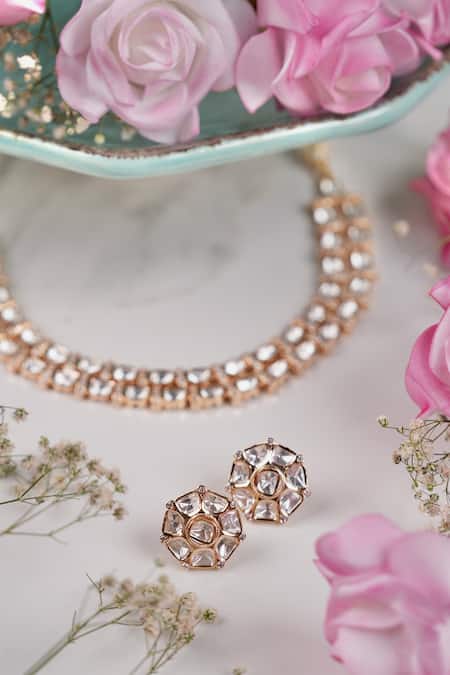 Anana Ganga Polki Embellished Layered Necklace Set 