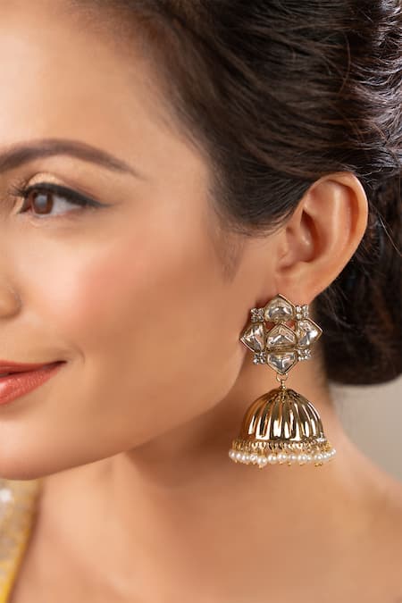 Anana Gaurangi Kundan Embellished Jhumkas 