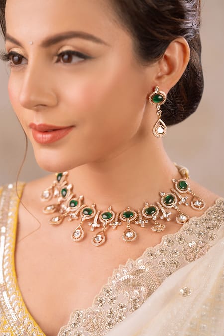 Anana Meena Kundan Polki Embellished Choker Set 