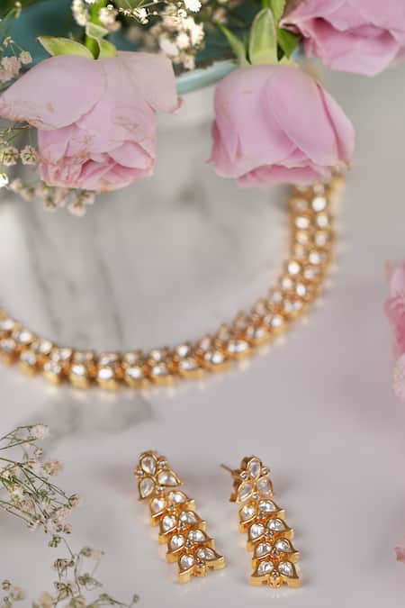 Anana Nirja Kundan Polki Embellished Choker Necklace Set 