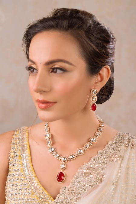 Anana Rashi Kundan Polki Embellished Necklace Set 