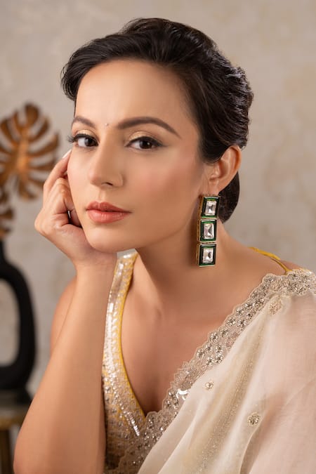 Anana Sadhna Kundan Polki Embellished Earrings 