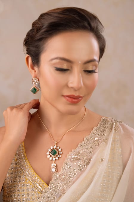 Anana Kundan Polki Embellished Necklace Set 