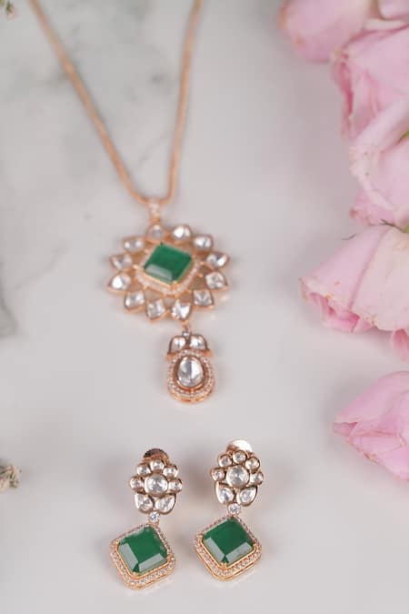 Anana Kundan Polki Embellished Necklace Set 