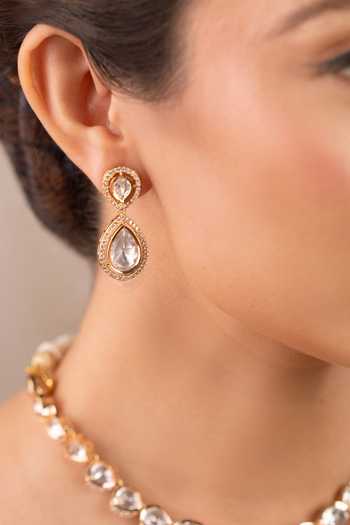 Buy_Anana_Gold Plated Imitation Diamonds Upasana Kundan Embellished Necklace Set _Online_at_Aza_Fashions