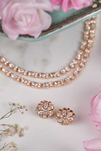 Shop Anana White Diamonds, Stones Yamini Kundan Embellished Necklace Set at Aza Fashions Shop_Anana_White Diamonds, Stones Yamini Kundan Embellished Necklace Set _at_Aza_Fashions