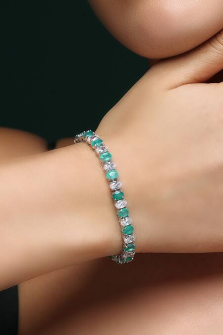 Varnika Arora White Crystals, Stones Eternal Grace Onyx Tennis Bracelet Online at Aza Fashions Varnika Arora_White Crystals, Stones Eternal Grace Onyx Tennis Bracelet _Online_at_Aza_Fashions