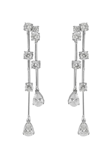 Shop Varnika Arora White Crystals Cz Radiance Drop Earrings at Aza Fashions Shop_Varnika Arora_White Crystals Cz Radiance Drop Earrings _at_Aza_Fashions