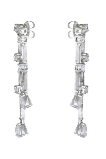 Varnika Arora White Crystals Cz Radiance Drop Earrings Online at Aza Fashions Varnika Arora_White Crystals Cz Radiance Drop Earrings _Online_at_Aza_Fashions