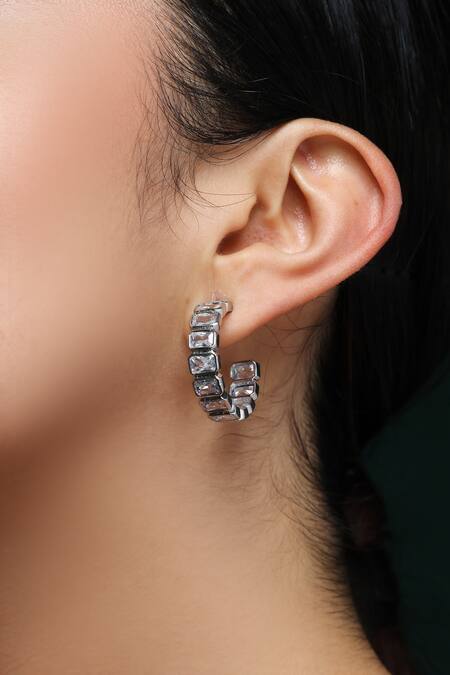 Buy_Varnika Arora_White Crystals Cz Promise Hoops _Online_at_Aza_Fashions