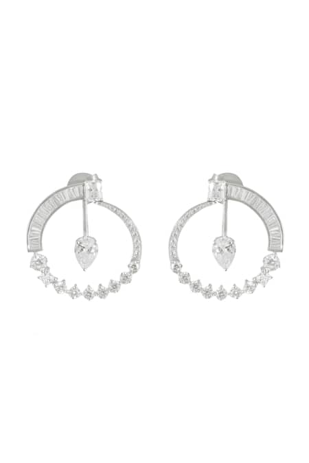 Buy_Varnika Arora_White Crystals Cz Orbit Hoops _Online_at_Aza_Fashions