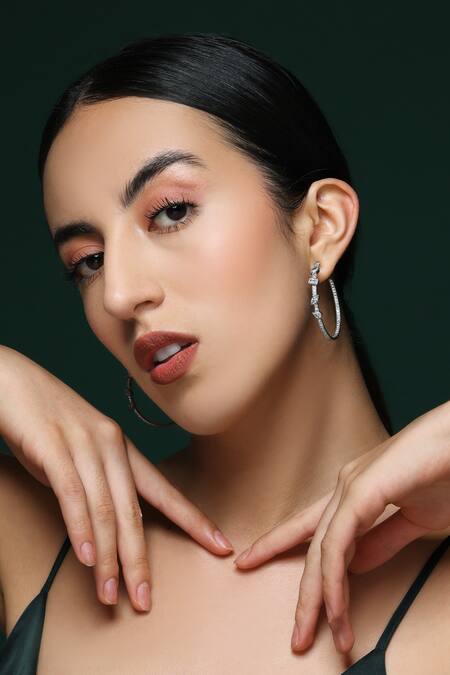 Shop_Varnika Arora_White Crystals Cz Orbit Hoops _Online_at_Aza_Fashions