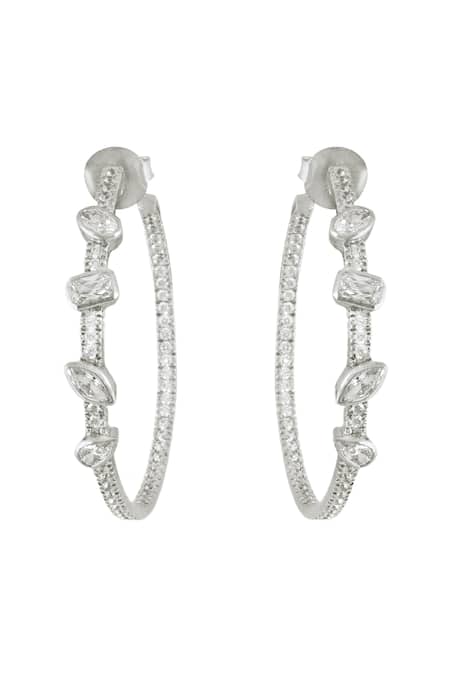 Varnika Arora_White Crystals Timeless Love Hoops _Online_at_Aza_Fashions