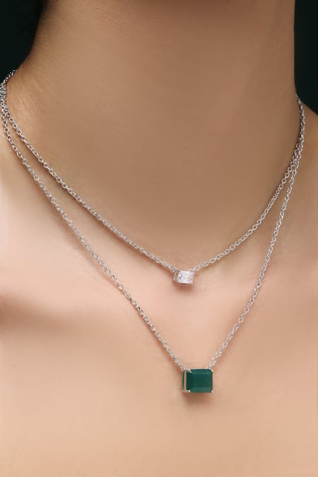 Shop Varnika Arora White Dreamscape Vine Eternity Necklace Online at Aza Fashions Shop_Varnika Arora_White Dreamscape Vine Eternity Necklace _Online_at_Aza_Fashions