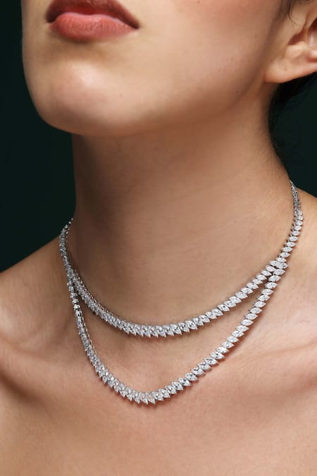 Varnika Arora_White Celestial Cz Necklace _Online_at_Aza_Fashions