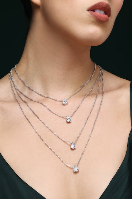 Buy_Varnika Arora_White Waves Of Promise Cz Necklace _Online_at_Aza_Fashions