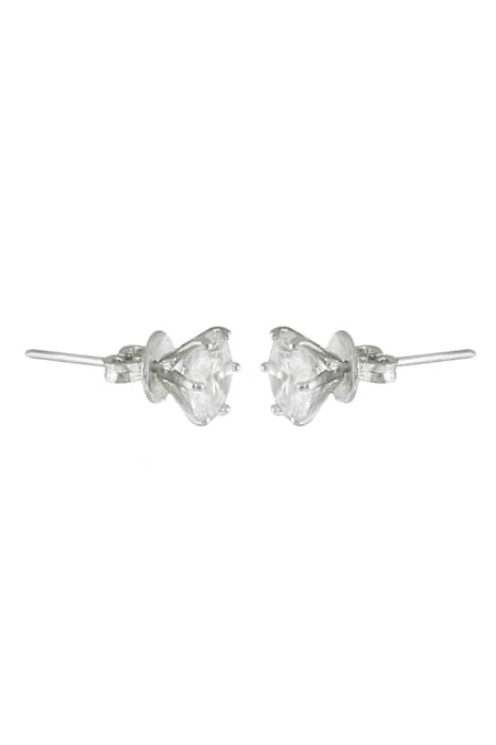 Varnika Arora_White Crystals Luminous Bliss Studs _Online_at_Aza_Fashions