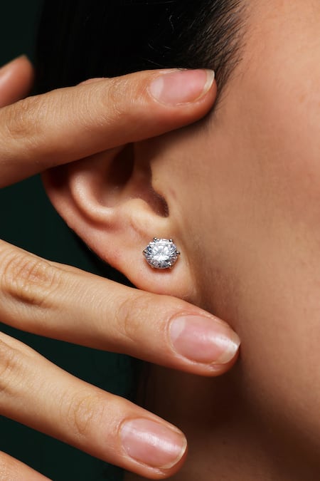 Buy_Varnika Arora_White Crystals Luminous Bliss Studs _Online_at_Aza_Fashions