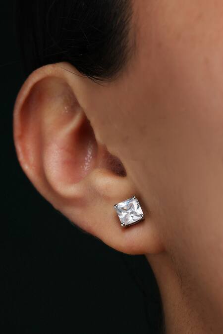 Buy_Varnika Arora_White Crystals Cz Ivy Studs _Online_at_Aza_Fashions