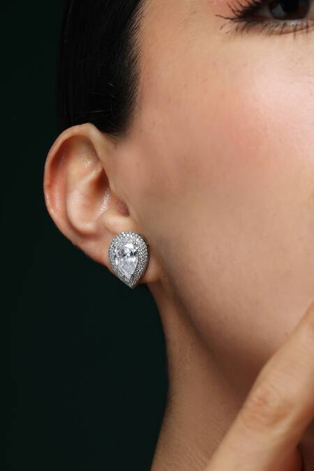 Buy_Varnika Arora_White Crystals Cz Bloom Whisper Studs _Online_at_Aza_Fashions