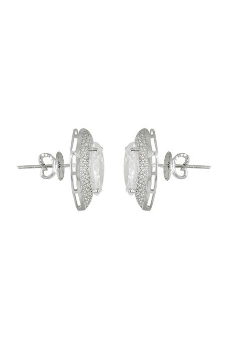Shop_Varnika Arora_White Crystals Cz Bloom Whisper Studs _Online_at_Aza_Fashions