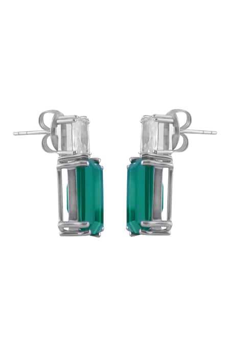 Varnika Arora_White Diamonds, Stones Wedded Bliss Onyx Studs _Online_at_Aza_Fashions