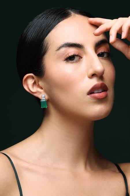 Buy_Varnika Arora_White Diamonds, Stones Wedded Bliss Onyx Studs _Online_at_Aza_Fashions