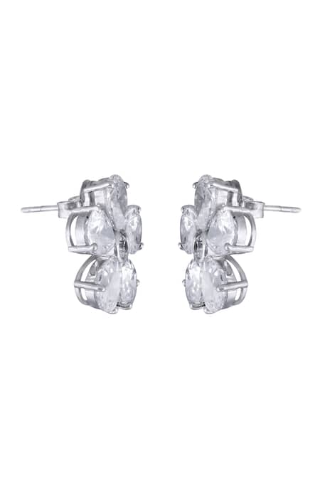 Varnika Arora_White Crystals Promise Petal Cz Studs _Online_at_Aza_Fashions