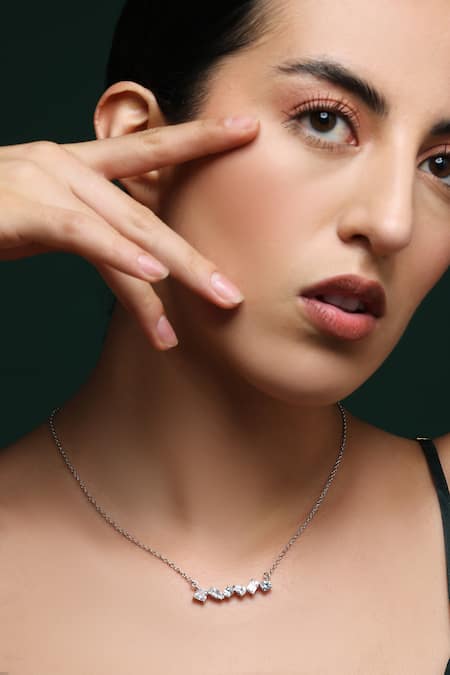 Varnika Arora_White Forever Bloom Cz Necklace _Online_at_Aza_Fashions