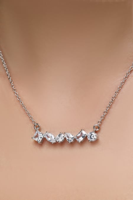 Buy_Varnika Arora_White Forever Bloom Cz Necklace _Online_at_Aza_Fashions