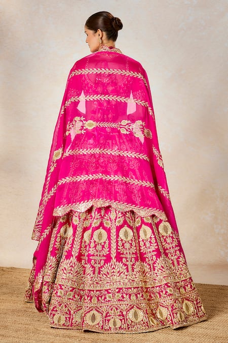 Shop_Masaba_Pink Organza, Hemp, Beads, Zari Dilli 6 Embroidered Lehenga Set _at_Aza_Fashions