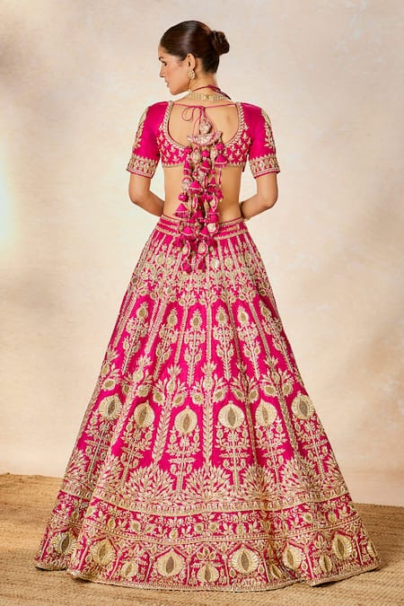 Buy_Masaba_Pink Organza, Hemp, Beads, Zari Dilli 6 Embroidered Lehenga Set _Online_at_Aza_Fashions