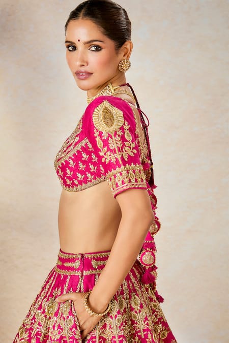 Buy_Masaba_Pink Organza, Hemp, Beads, Zari Dilli 6 Embroidered Lehenga Set 