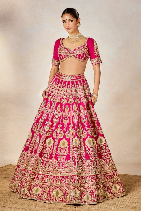 Shop_Masaba_Pink Organza, Hemp, Beads, Zari Dilli 6 Embroidered Lehenga Set 